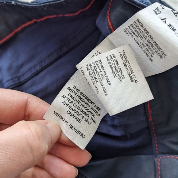 TOMMY Hilfiger Navy Waxed Cotton Mini Skirt Size 6 @c1 - Picture 10 of 15